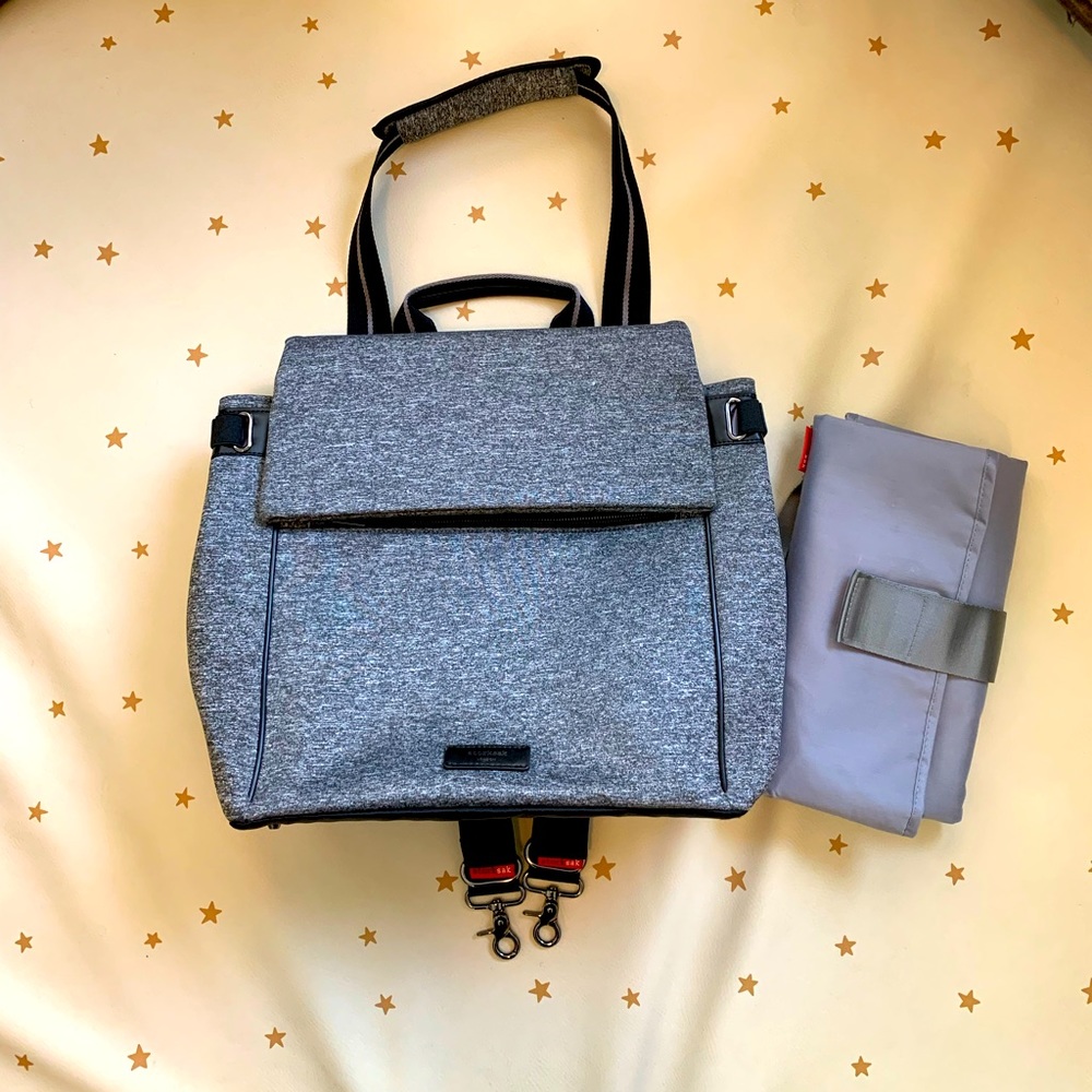 Storksak St. James convertible diaper bag in grey